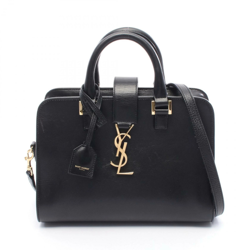 Saint Laurent Paris YSL Baby Monogram Cabas handbag leather black